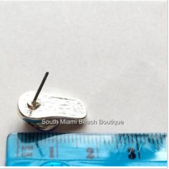 Silver Flip Flop Earrings Hypoallergenic Posts Black Enamel Beach Island Plated - Picture 7 of 8